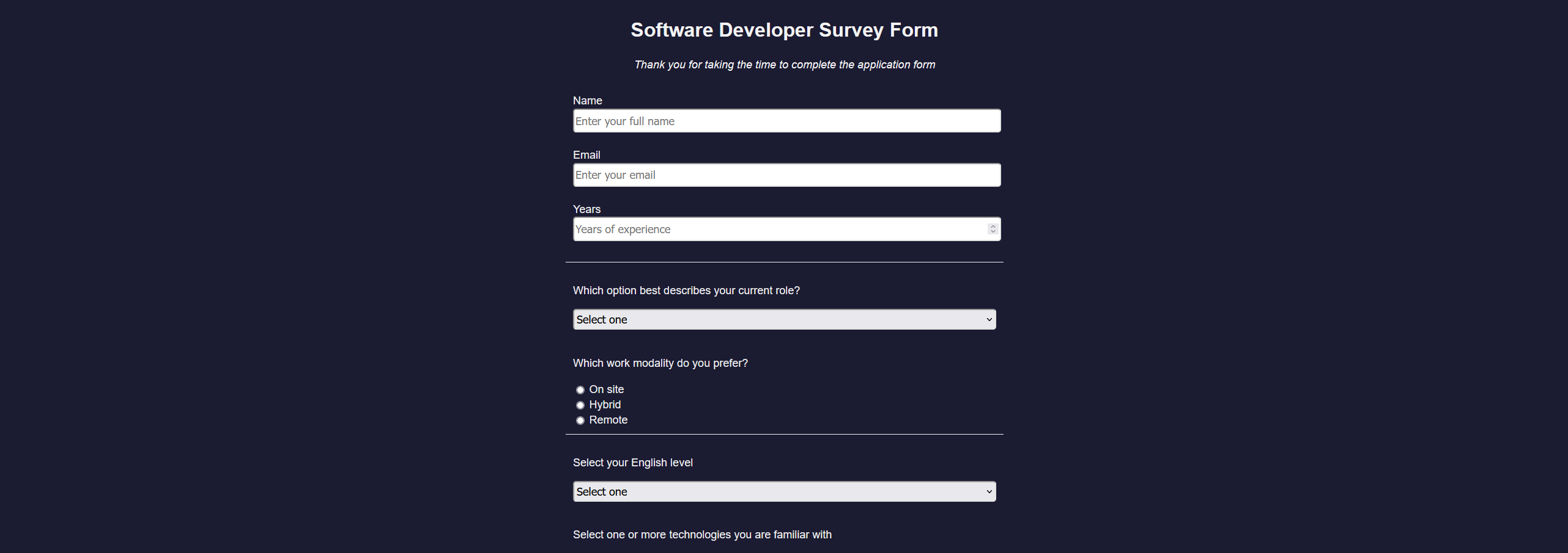 Survey Form